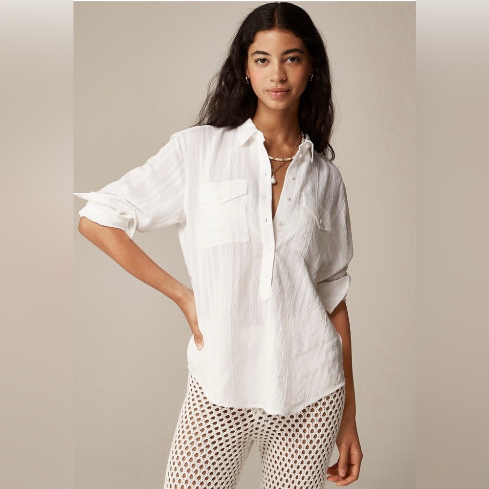 J.Crew Textured popover top